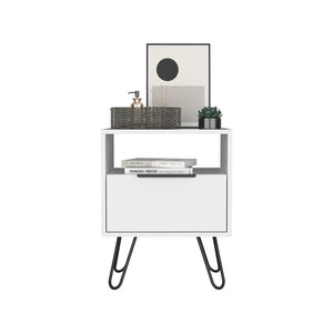 Homeroots 22" White Faux Wood Nightstand With Storage   543643