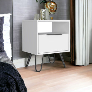 Homeroots 22" White Faux Wood Nightstand With Storage   543643