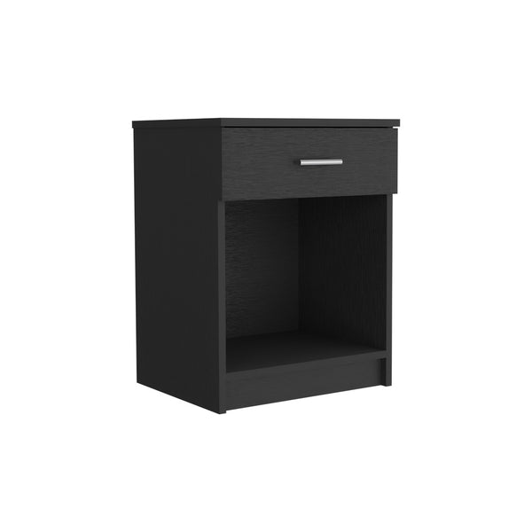 Homeroots 22" Black One Drawer Faux Wood Nightstand   543644