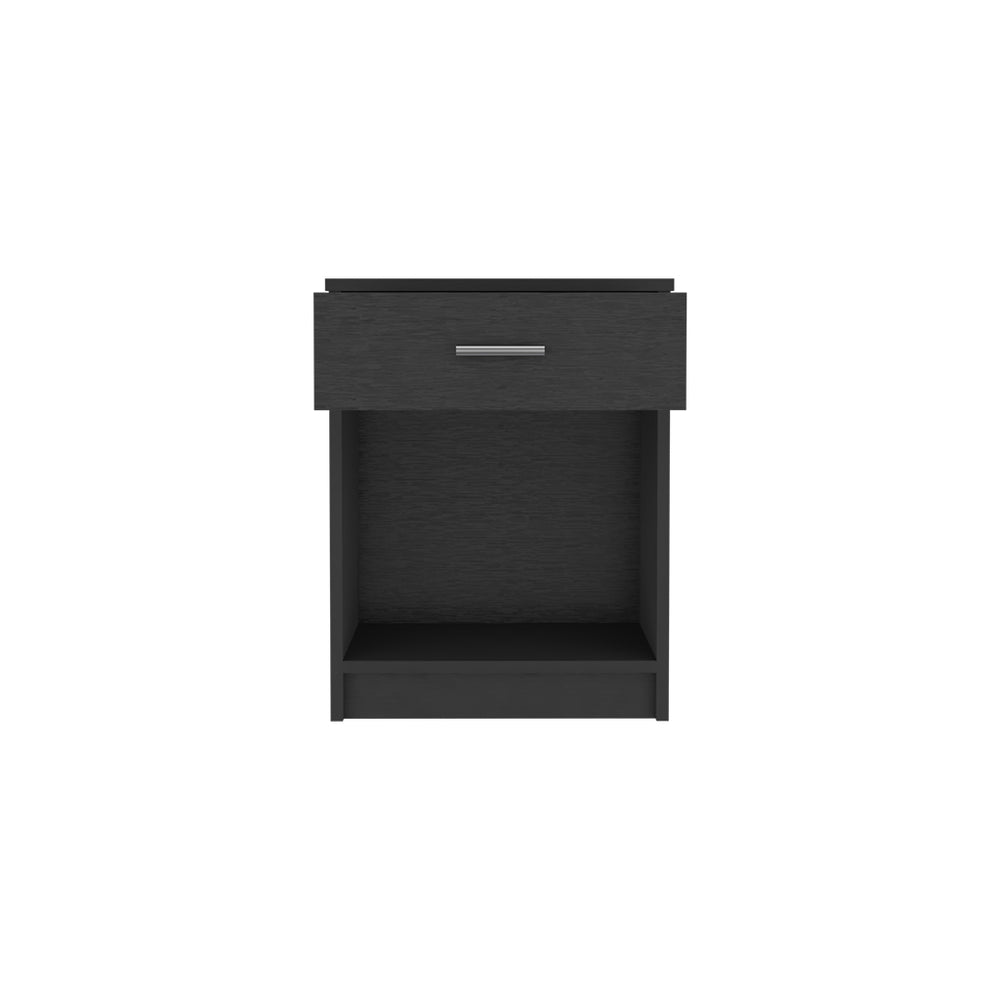 Homeroots 22" Black One Drawer Faux Wood Nightstand   543644