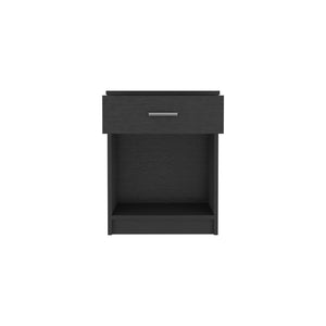 Homeroots 22" Black One Drawer Faux Wood Nightstand   543644