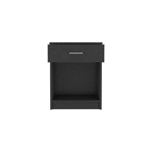 Homeroots 22" Black One Drawer Faux Wood Nightstand   543644