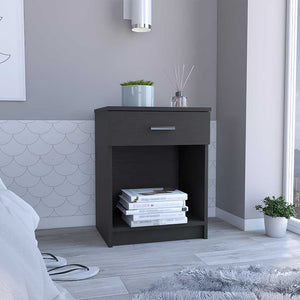 Homeroots 22" Black One Drawer Faux Wood Nightstand   543644