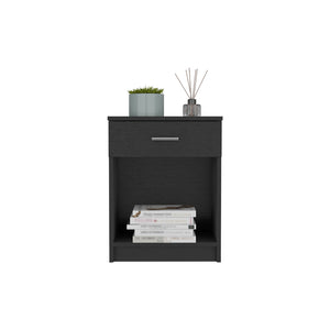 Homeroots 22" Black One Drawer Faux Wood Nightstand   543644