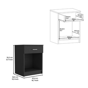Homeroots 22" Black One Drawer Faux Wood Nightstand   543644