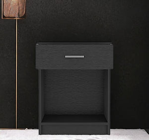 Homeroots 22" Black One Drawer Faux Wood Nightstand   543644
