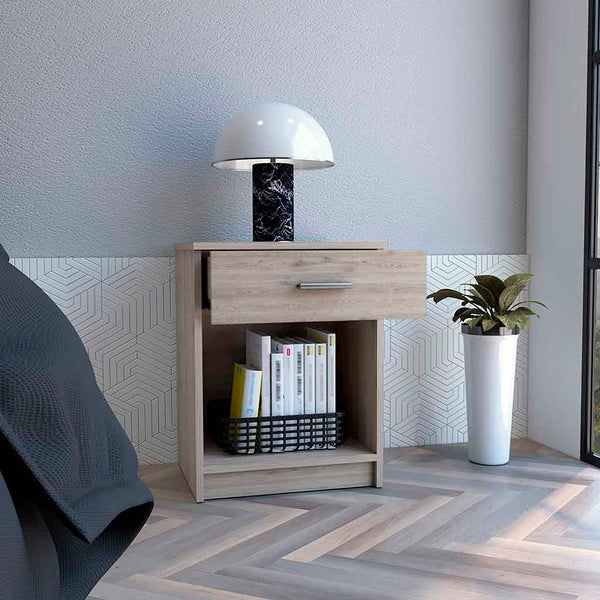 Homeroots 22" Gray One Drawer Faux Wood Nightstand   543645