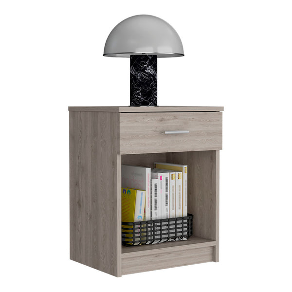 Homeroots 22" Gray One Drawer Faux Wood Nightstand   543645