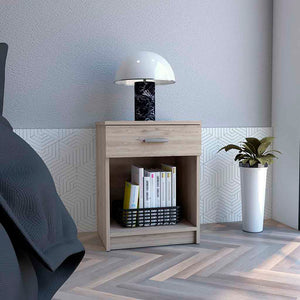 Homeroots 22" Gray One Drawer Faux Wood Nightstand   543645