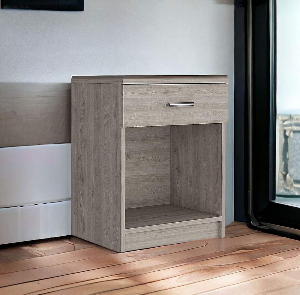 Homeroots 22" Gray One Drawer Faux Wood Nightstand   543645