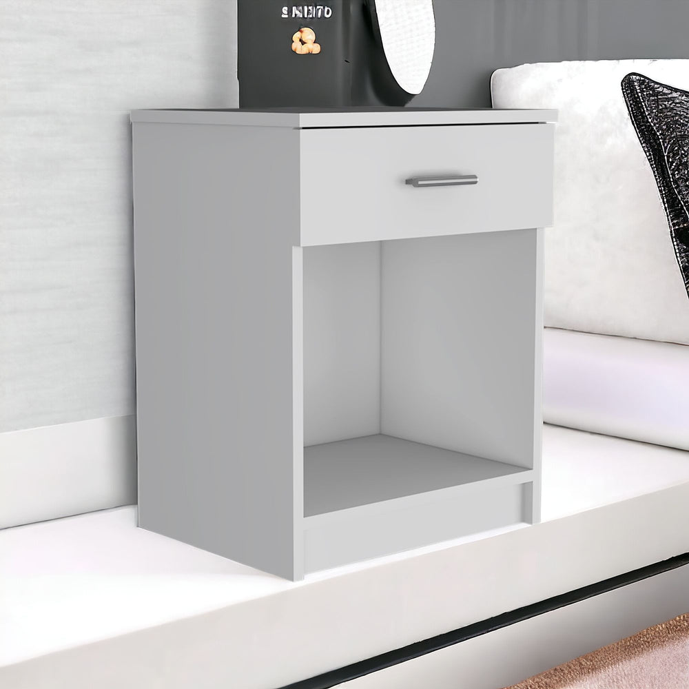 Homeroots 22" White One Drawer Faux Wood Nightstand   543646