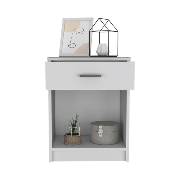 Homeroots 22" White One Drawer Faux Wood Nightstand   543646