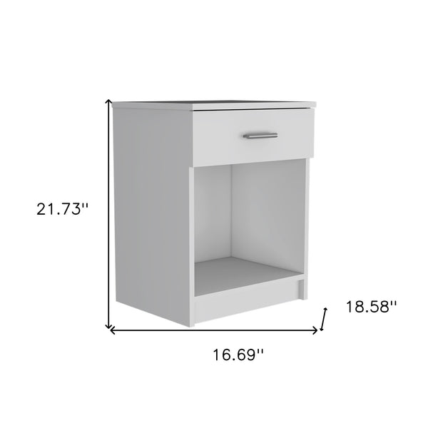 Homeroots 22" White One Drawer Faux Wood Nightstand   543646
