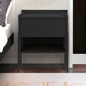 Homeroots 22" Black One Drawer Faux Wood Nightstand   543647
