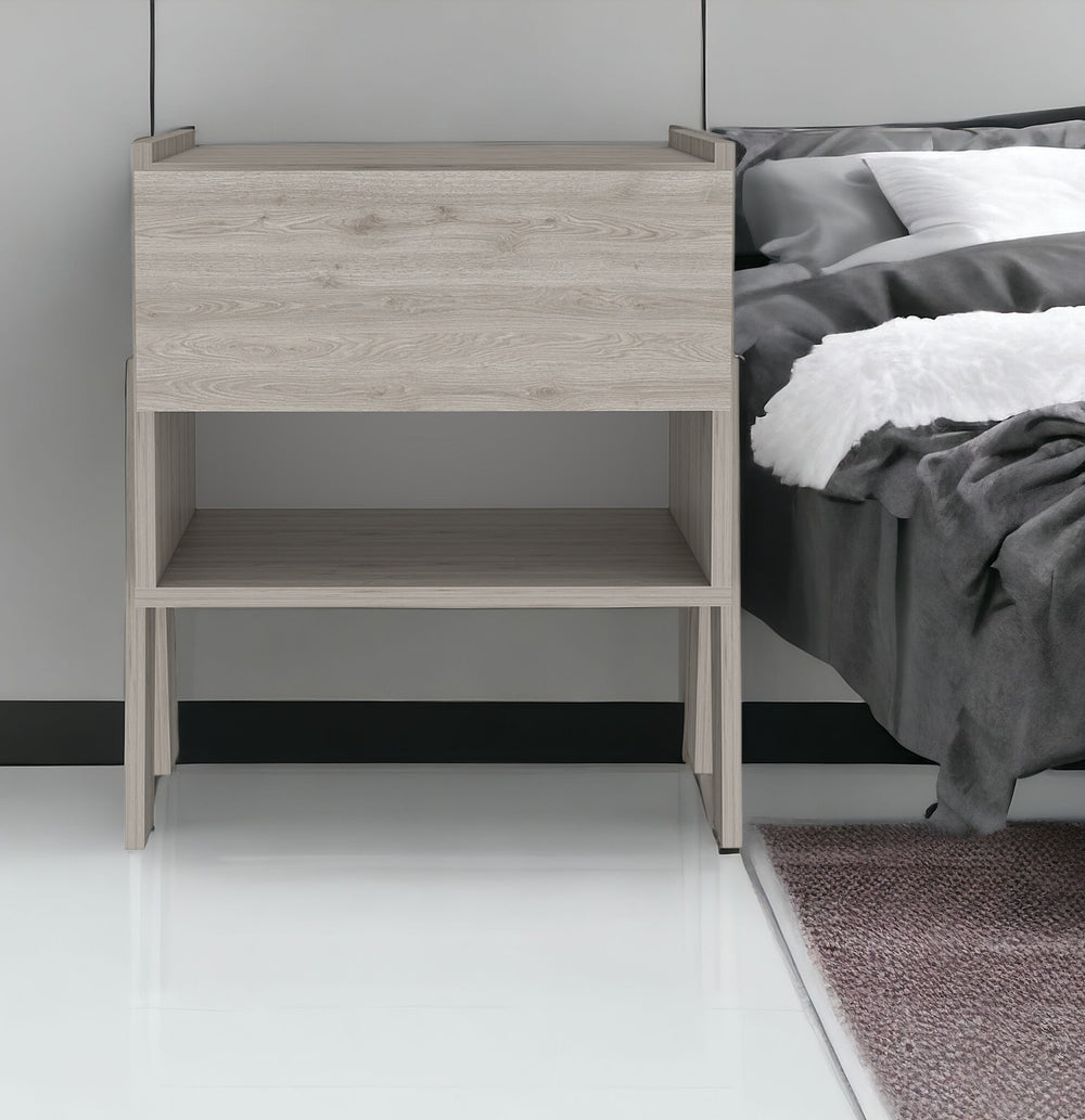 Homeroots 22" Gray One Drawer Faux Wood Nightstand   543648