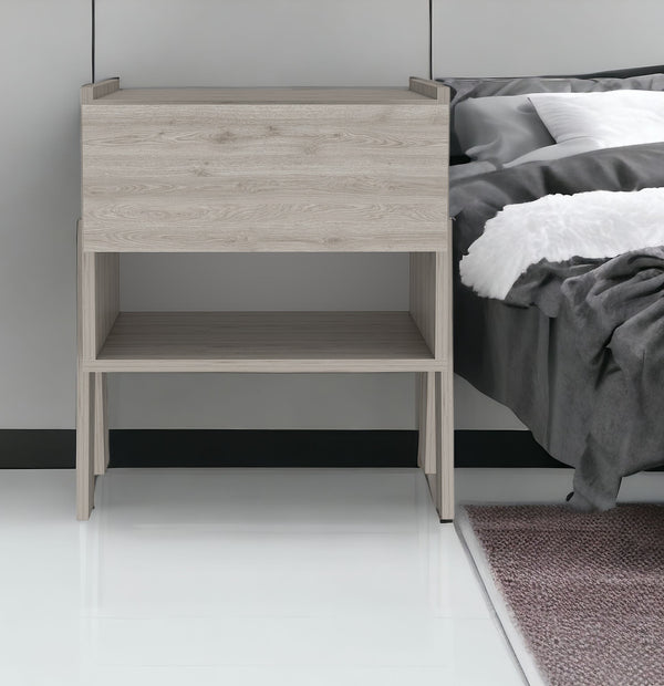 Homeroots 22" Gray One Drawer Faux Wood Nightstand   543648