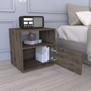 Homeroots 21" Brown Faux Wood Nightstand With Storage   543649