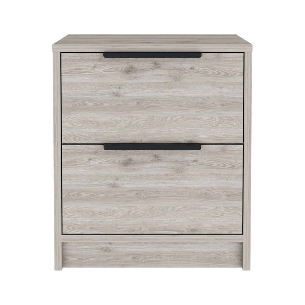 Homeroots 19" Gray Two Drawer Faux Wood Nightstand   543650