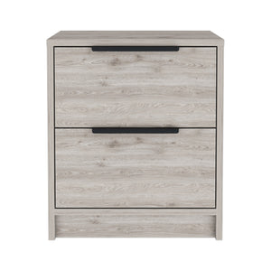 Homeroots 19" Gray Two Drawer Faux Wood Nightstand   543650