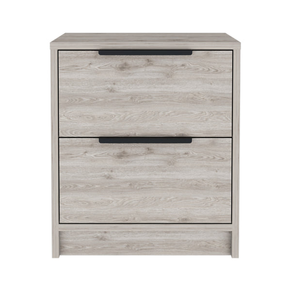 Homeroots 19" Gray Two Drawer Faux Wood Nightstand   543650