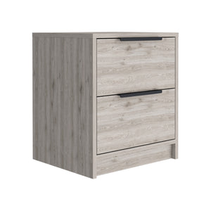 Homeroots 19" Gray Two Drawer Faux Wood Nightstand   543650