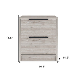 Homeroots 19" Gray Two Drawer Faux Wood Nightstand   543650
