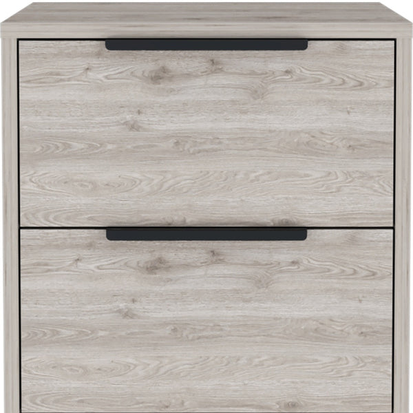 Homeroots 19" Gray Two Drawer Faux Wood Nightstand   543650