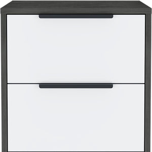 Homeroots 19" Gray Two Drawer Faux Wood Nightstand   543651