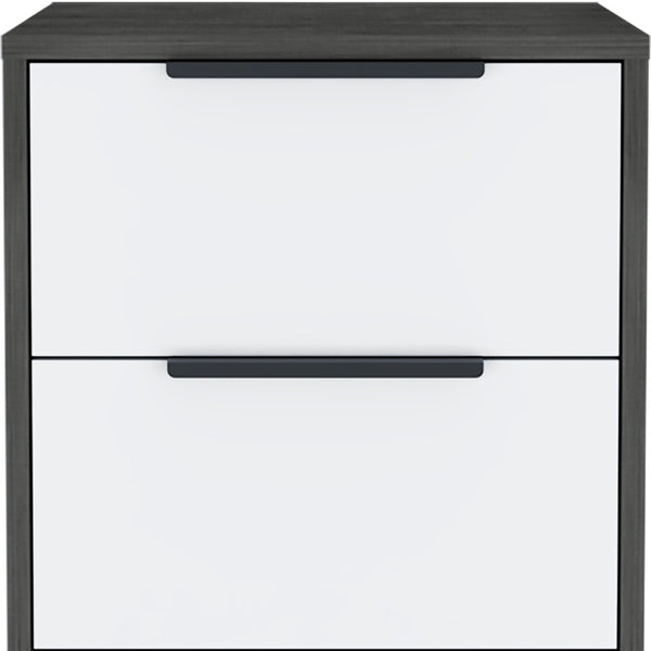 Homeroots 19" Gray Two Drawer Faux Wood Nightstand   543651