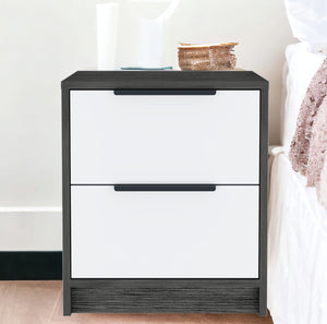 Homeroots 19" Gray Two Drawer Faux Wood Nightstand   543651