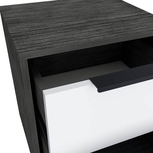 Homeroots 19" Gray Two Drawer Faux Wood Nightstand   543651