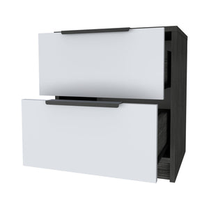 Homeroots 19" Gray Two Drawer Faux Wood Nightstand   543651