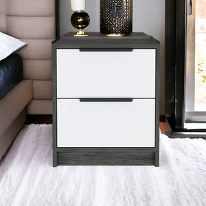 Homeroots 19" Gray Two Drawer Faux Wood Nightstand   543651