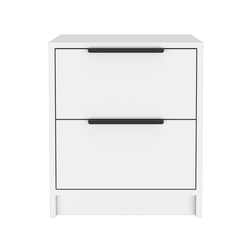 Homeroots 19" White Two Drawer Faux Wood Nightstand   543652