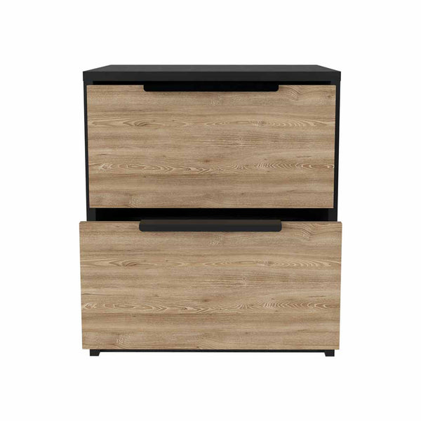 Homeroots 19" Black Two Drawer Faux Wood Nightstand   543653
