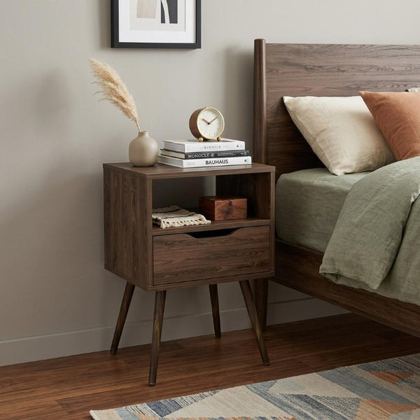 25 Inch Solid Wood Single Drawer Nightstand for Bedroom Storage and Bedside Style