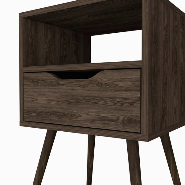 Homeroots 25" Brown One Drawer Faux Wood Nightstand   543655