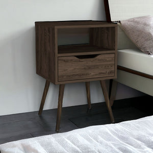 Homeroots 25" Brown One Drawer Faux Wood Nightstand   543655