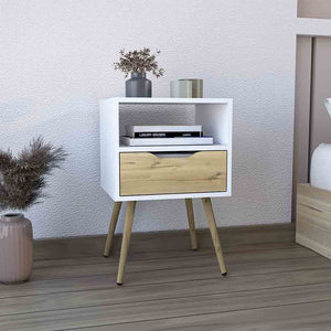 Homeroots 25" White One Drawer Faux Wood Nightstand   543657