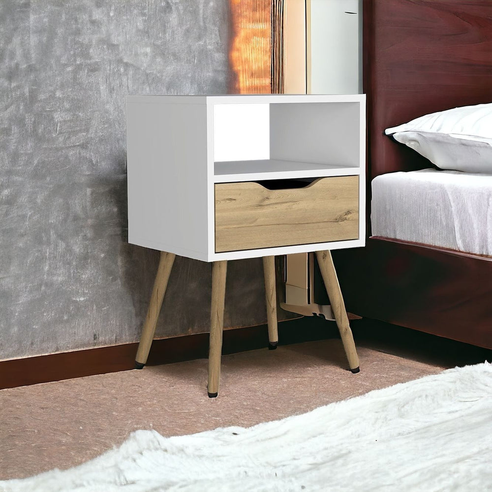 Homeroots 25" White One Drawer Faux Wood Nightstand   543657