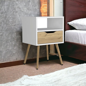 Homeroots 25" White One Drawer Faux Wood Nightstand   543657
