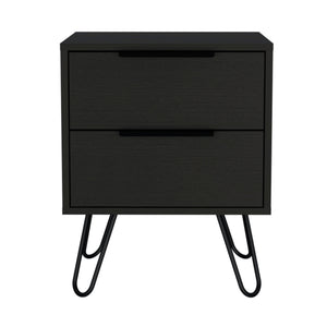 Homeroots 22" Black Two Drawer Faux Wood Nightstand   543658