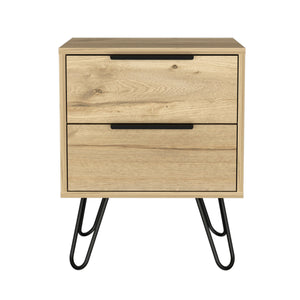 Homeroots 22" Oak Two Drawer Faux Wood Nightstand   543659
