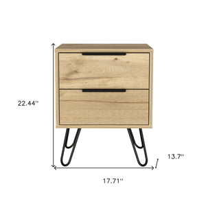 Homeroots 22" Oak Two Drawer Faux Wood Nightstand   543659