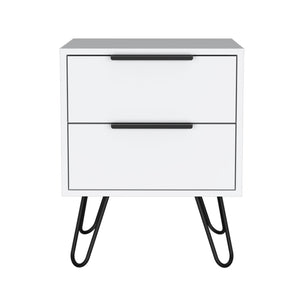 Homeroots 22" White Two Drawer Faux Wood Nightstand   543660