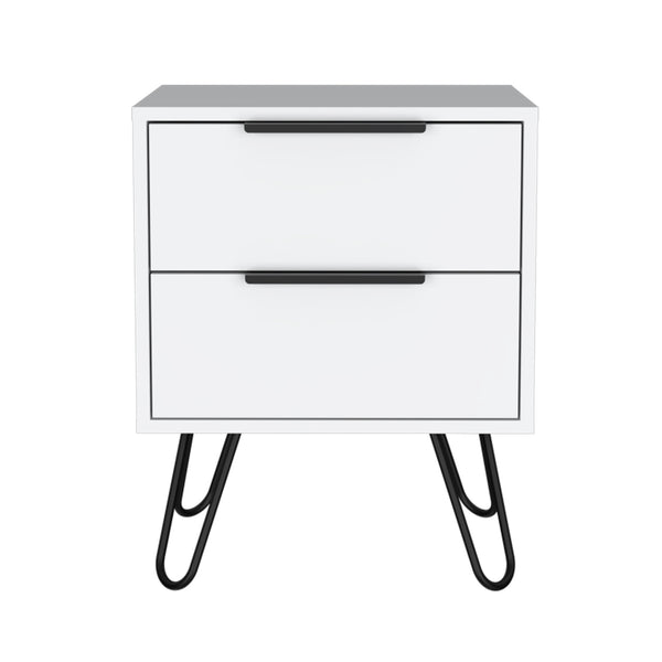 Homeroots 22" White Two Drawer Faux Wood Nightstand   543660