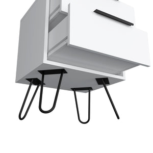 Homeroots 22" White Two Drawer Faux Wood Nightstand   543660