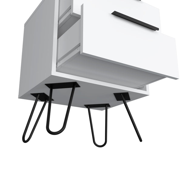 Homeroots 22" White Two Drawer Faux Wood Nightstand   543660