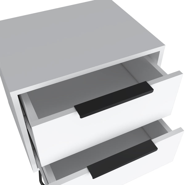 Homeroots 22" White Two Drawer Faux Wood Nightstand   543660