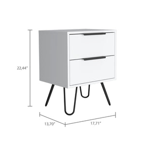 Homeroots 22" White Two Drawer Faux Wood Nightstand   543660